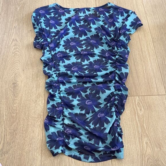 Free People Purple Floral Short Sleeve Tee - Picture 5 of 5